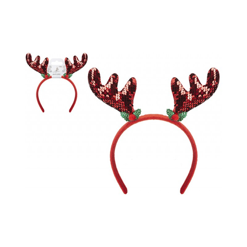 RED SEQUIN ANTLERS HEADBAND