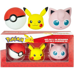 Pokemon 3D erasers